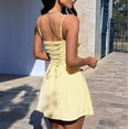 thumbnail image 5 of Womens Spaghetti Strap Mini Dress Summer Sleeveless Slim Fit Party A Line Dresses Yellow M, 5 of 9