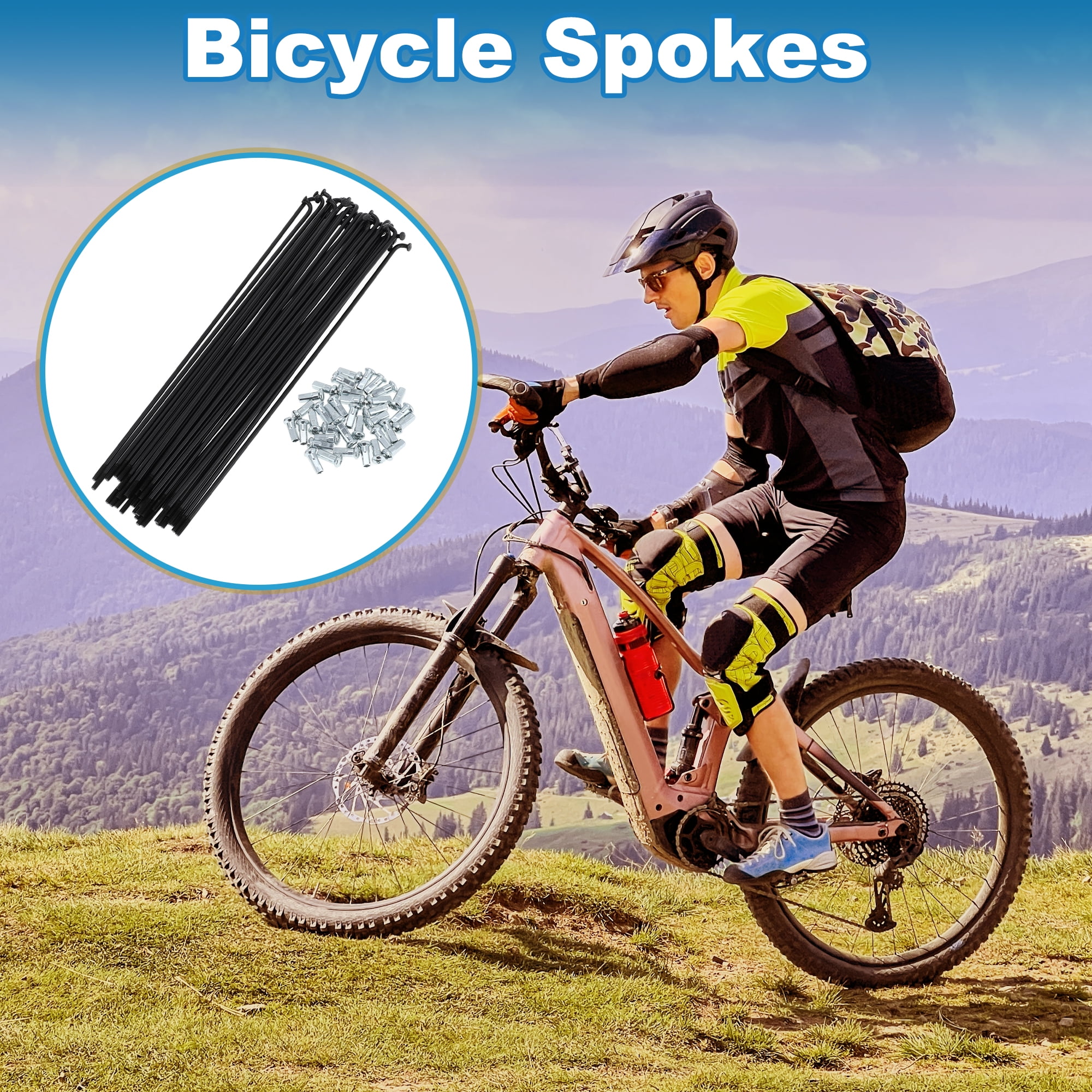 Unique Bargains 36Pcs Bicycle Spokes 12G Bike Wheel Spokes Carbon Steel Black 8.07"