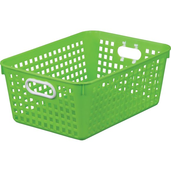 Cestas Grandes De Plástico Para Libros De Really Good Stuff, 13?"" Por 10"" Por 5?"" - Individual Verde Neón | Organizador De Biblioteca Para El Aula, Cesta Organizadora Multiusos Para Almacenamiento