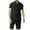 Black, variant on YYDGH 2 Piece Sets for Men Hippie Beach Tops and Pants Cotton Linen T Shirt Stand Collar Henley Shirts Funky V Neck Shirt and Shorts