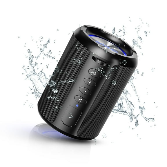 Ortizan Portable Bluetooth Speaker with Lights, Rich Bass, 24H Playtime, IPX7 Waterproof, Bluetooth 5.3, Built-in Mic, Stereo Pairing，Suitable for Both Outdoor and Indoor,Black