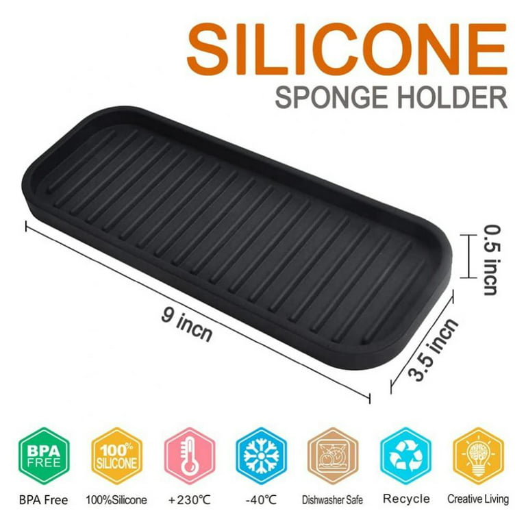 1Pc silicone sponge holder, sink storage box, dishwashing sponge drain tray,  soap dispenser, scrubber