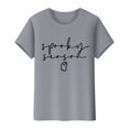 thumbnail image 4 of NMMUED T-Shirt d'Halloween pour Femme à Col Rond T-Shirts pour Femme Cadeaux d'Halloween pour Femme Tunique à Manches Courtes pour Femme Hauts de Sortie pour Femme Vêtements d'Halloween pour Femme Gris G, 4 of 4