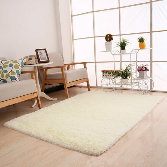 Kokovifyves Home Essentials Rugs Anti-Skid Shaggy Area Rug Dining Room Bedroom Carpet Floor Mat White