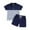 Blue, variant on Toddler Boys Clothes Outfits Kids Spring Summer Striped Short Sleeve Casual 6M 12M 18M 24M 3T 4T Shirts Shorts Set T-shirt with Elastic Waist 2-Piece