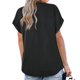thumbnail image 4 of Fiudx Ofertas Relámpago Blusas Lisas con Cuello En V para Mujer, Camiseta Informal con Hombros a Mangas, Top con Cuello Vuelto, 4 of 5