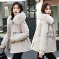 thumbnail image 1 of jsaierl Womens Winter Jacket Warm Overcoat Slim Faux Fur-Collar Zipper Thicker Coat Outwear, 1 of 9