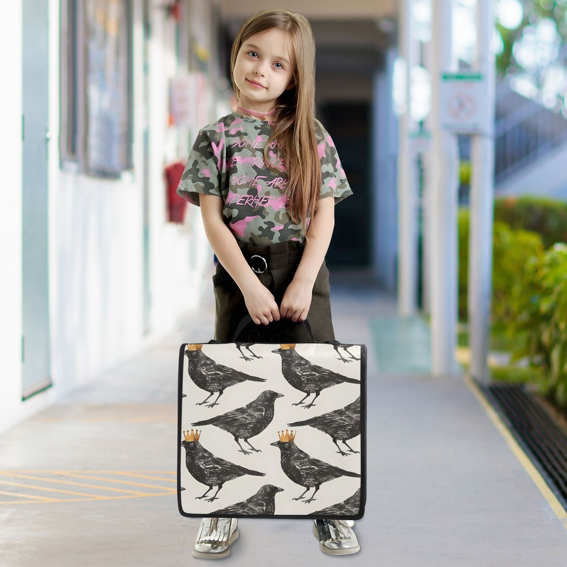 3 Ring Zipper Binder with Shoulder Strap Waterproof Trapper Keeper 2 Inch D-Ring 500 Sheets Capacity Blackbirds with Crown