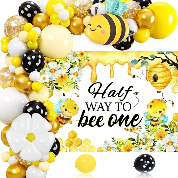 Bee Theme Party Decoration Set - Backdrop Balloon Combination Indoor Scene Decoration
