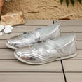 thumbnail image 6 of Women's Mary Jane Sneakers Glossy Leather Lightweight Slip on Casual Tennis Shoes Shiny Barefoot Ballet Flat Shoes, 6 of 7