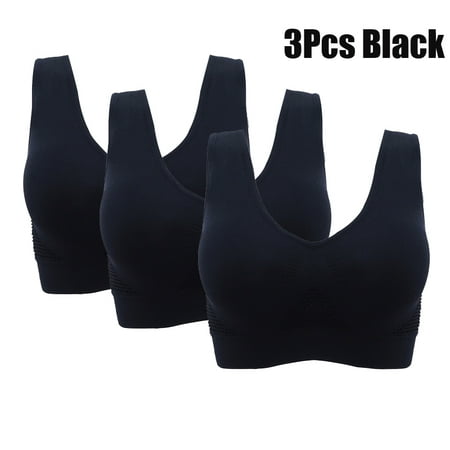 

Autrucker 3Pcs Bras For Women Plus Size Seamless Bra With Pads Easy Comfort Bra Active Everyday Push Up Bralette Vest Wireless Brassiere Bra