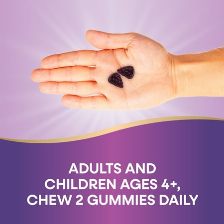 Nature's Way Sambucus Elderberry Immune Gummies, with Vitamins C, D3, & Zinc, Unisex, 60 Ct