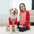 thumbnail image 2 of NovaStitch Fleece Dog T-Shirt Striped Short Sleeves Pet Sweatshirt Soft Dog Shirts Lightweight Stretchy Dogs Clothes for Medium Dogs Red L, 2 of 7