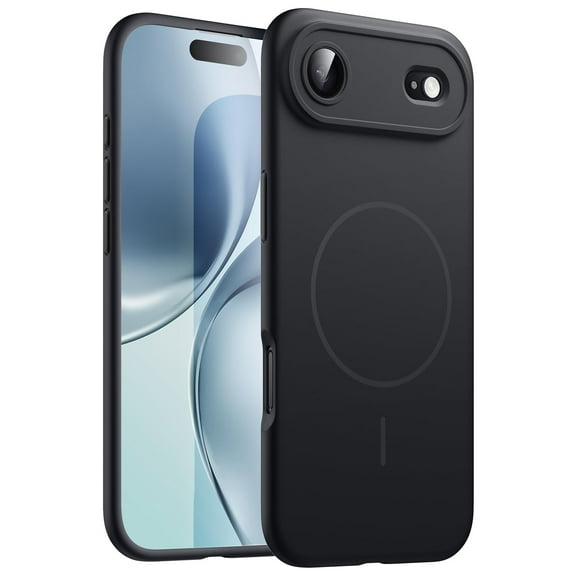 JETech Magnetic Silicone Case for iPhone 17 Air, Compatible with MagSafe, Silky Soft Touch, Shock Absorbing Phone Cover with Camera Lens Protection (Black)