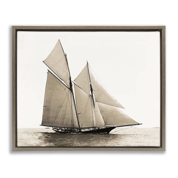 Stupell Industries Traditional Vintage Maritime Ship Brown Floating Frame Canvas Art, 31 x 25, by Graffitee Studios