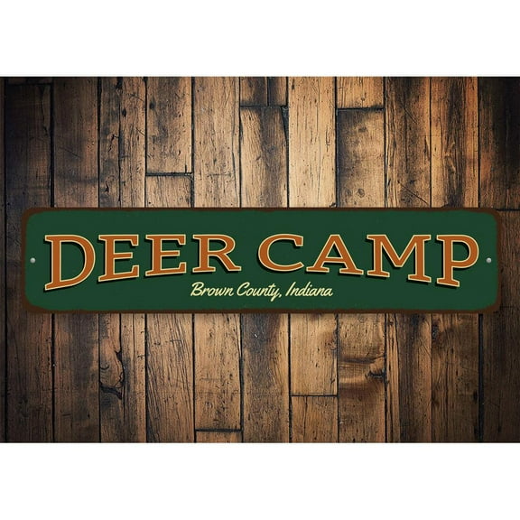 Deer Camp Novelty Sign, Metal Wall Decor - 4x18 inches