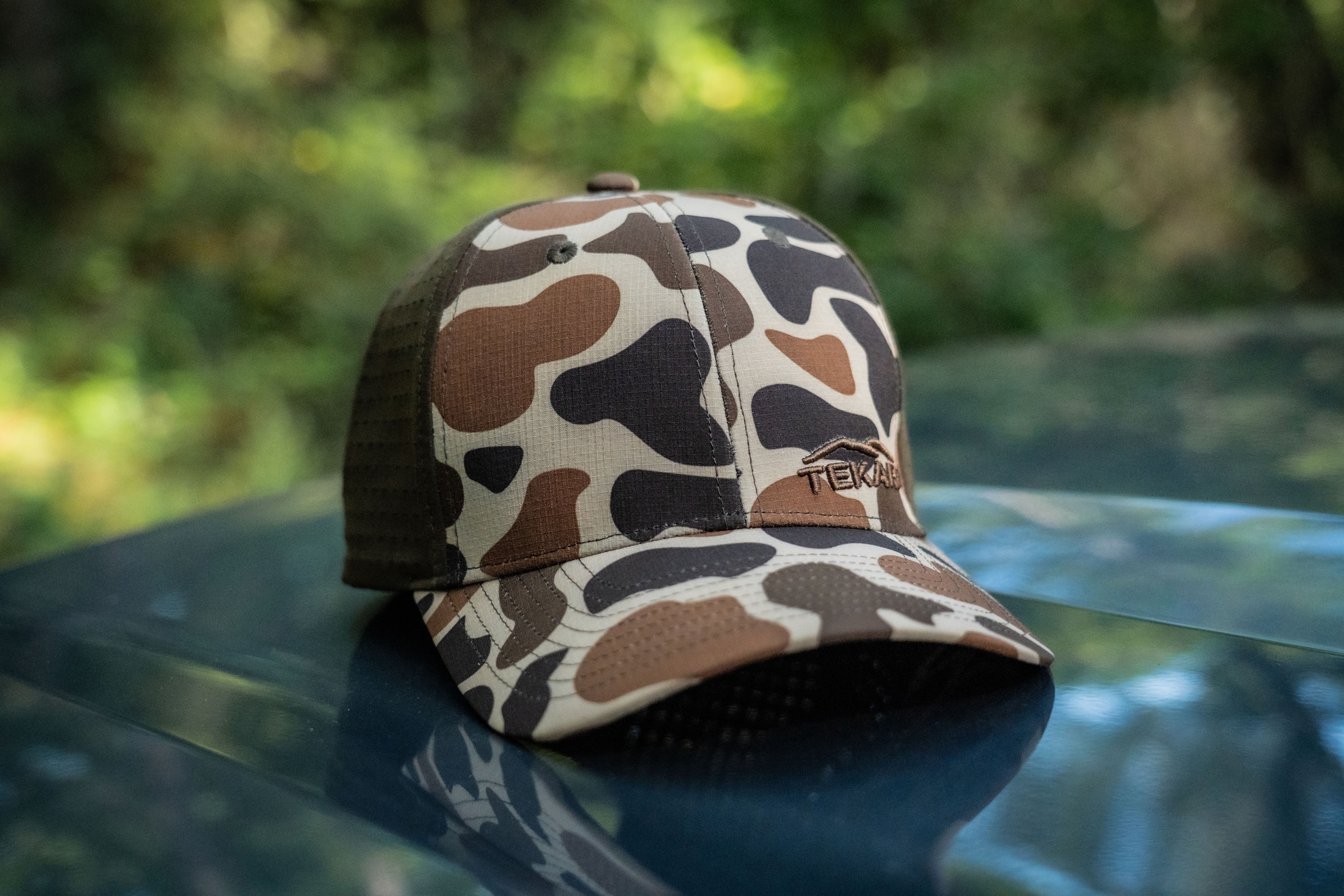 5 Panel Camo Ripstop Laser Cut Snap Back Curved Bill, OSFM