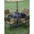 thumbnail image 4 of Outdoor Tablecloths with Umbrella Hole & Zipper, Boho Navy Blue Flower 54x54 Inch Square Tablecloths, Abstract Bohemia Pesley Floral Waterproof Table Cloth, Patio/Pool/Picnic Table Covers, 4 of 8