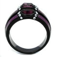 thumbnail image 3 of Luxe Jewelry Designs Women's IP Black Stainless Steel Ring with Clear and Amethyst Crystals - Size, 3 of 4