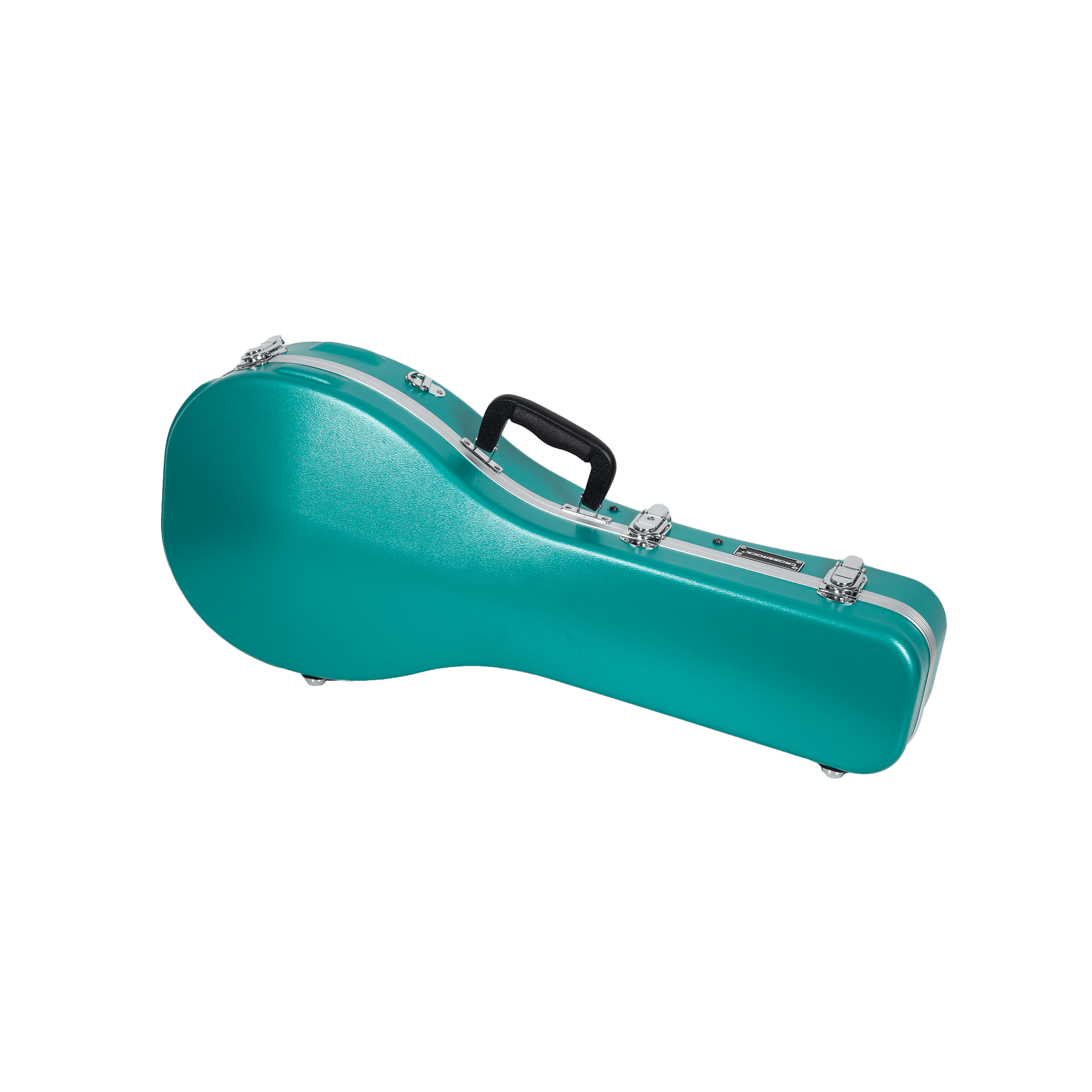 Crossrock A-style Mandolin Case | ABS Molded Hardshell with Security Lock, Metal Feet, and Detachable Straps-Mint Blue