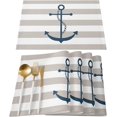 thumbnail image 2 of Placemats Set of 6,Non Slip Washable Table Mats Set, Nautical Anchor Beige and White Striped Table Placemats for Kitchen Dining Table,Wedding Holiday Party Decoration, 2 of 5