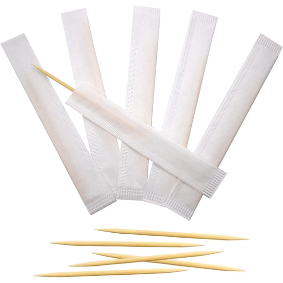 LUE TOP Wood Bamboo Individually Paper Wrapped Toothpicks 2.5 Inch Pack 1000,High Class Food Picks Bamboo Toothpicks for Appetizers,Cocktails,Fruits,Olive,BBQ Picks and DIY Craft