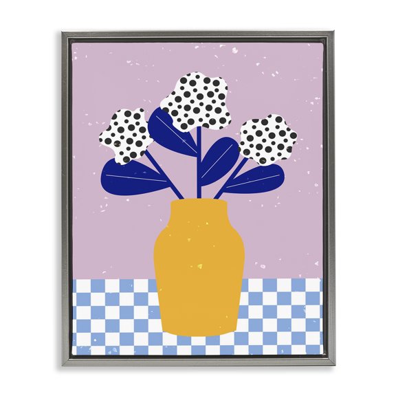 Stupell Industries Modern Modern Polka Dot Plants Gray Floating Frame Canvas Art, 25 x 31, by Melissa Wang