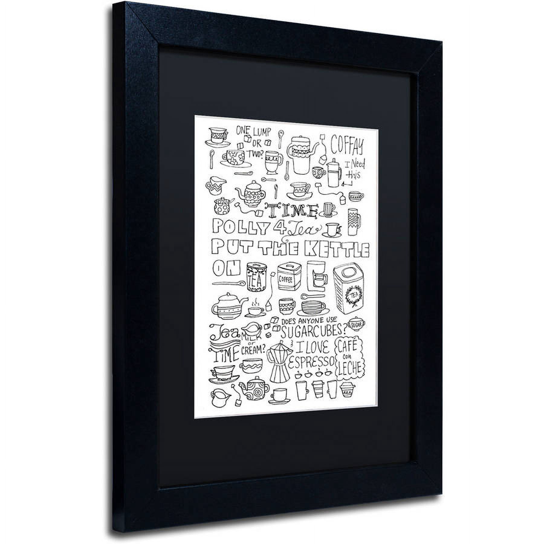 Trademark Fine Art "Put The Kettle On" Canvas Art by Elizabeth Caldwell, Black Matte, Black Frame