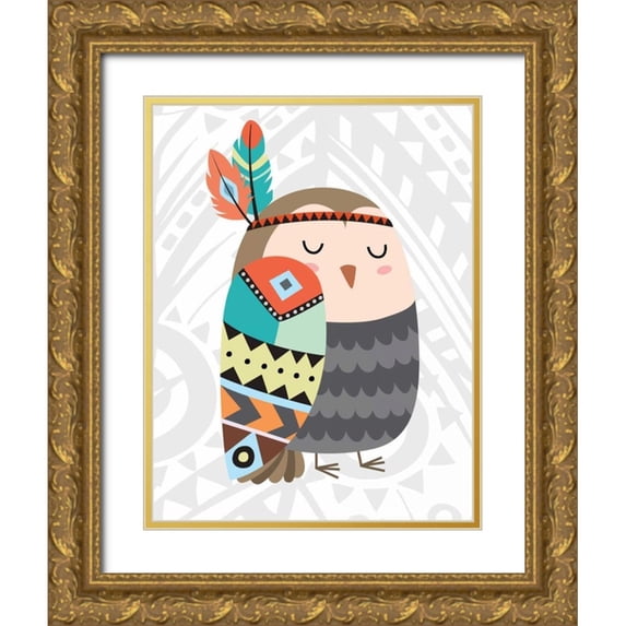 Robinson, Tamara 12x14 Gold Ornate Wood Framed with Double Matting Museum Art Print Titled - Tribal Owl