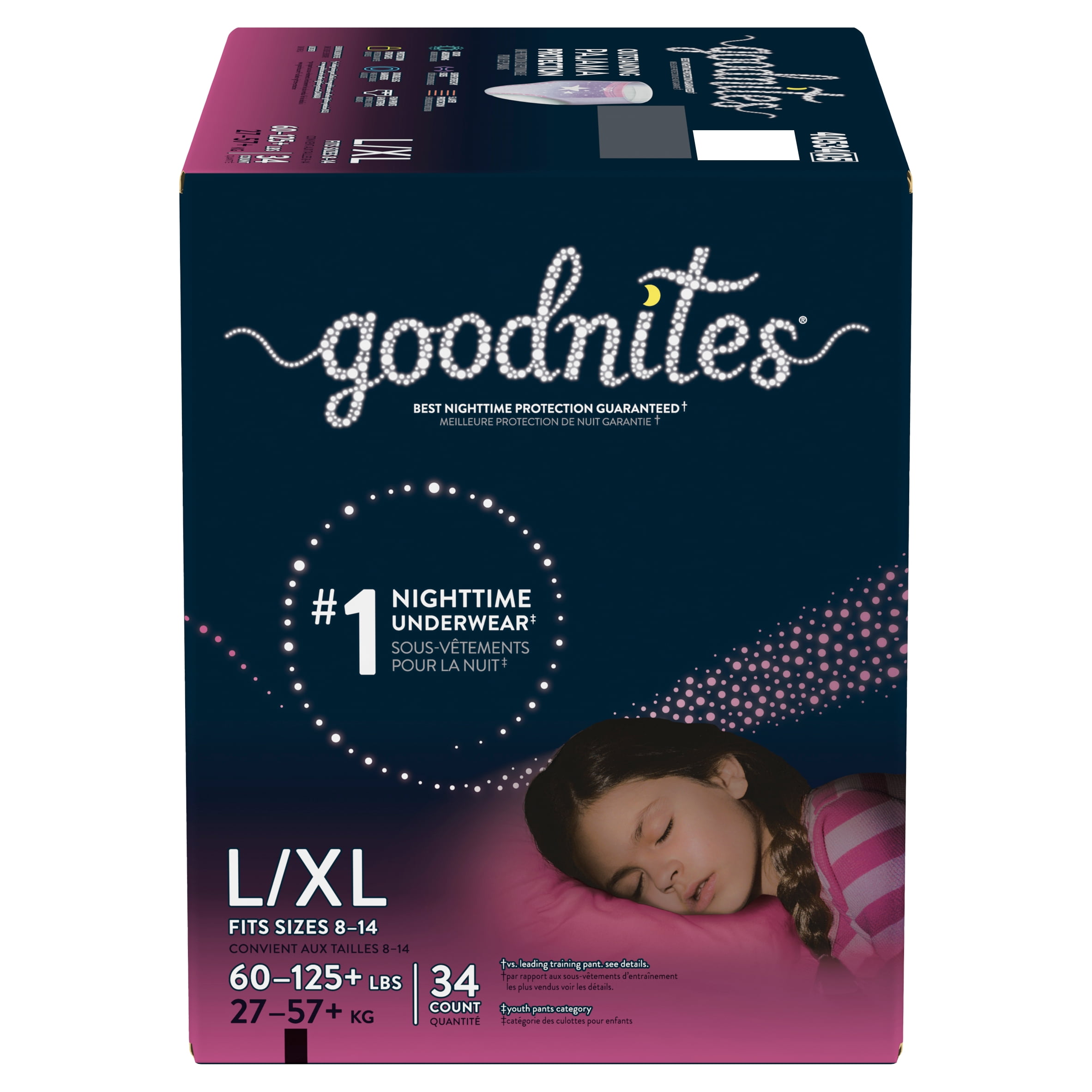 Goodnites Nighttime Girls Underwear, L/XL, Fits Sizes 814, 60125+ lbs