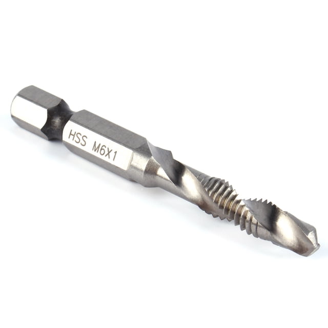 Taladro cónico, M6 HSS Taladro cónico hexagonal de 1/4" Brocas para machos de roscar con mango hexagonal Rendimiento finamente ajustado