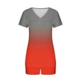 thumbnail image 5 of Fashion 2 Piece Sets for Women Summer Plus Size Gradient Casual Home Two-piece V-neck Top With Pocket Shorts Set, 5 of 6