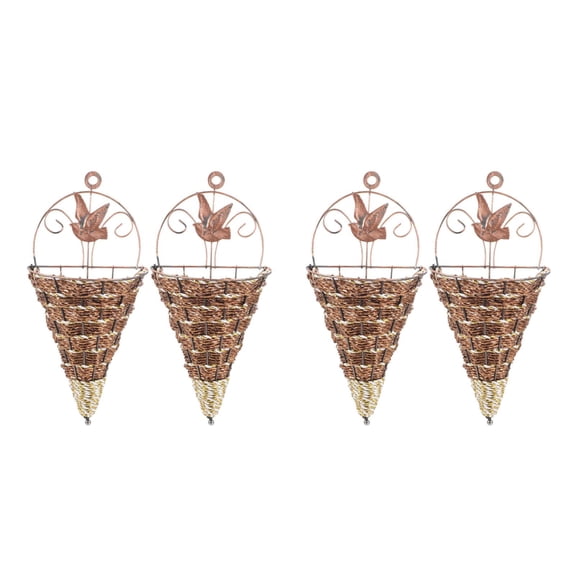 Set of 2 Wall Hanging Flower Basket Planter Pot Terrarium Coffee