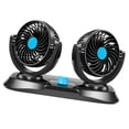 thumbnail image 1 of Ventilador del automóvil DYNWAVEMX Ventilador de refrigeración automático de coche de doble cabeza giratorio 360 Azul 12V, 1 of 8
