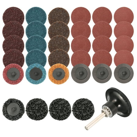 Rust Removal Paint - 35Pcs Sanding Discs Set 2 inch Quick Change Discs Surface Conditioning Discs with 1/4 inch Tray Holder for Surface Prep Strip Grind Polish Finish Burr Rust Paint Removal by INSMA