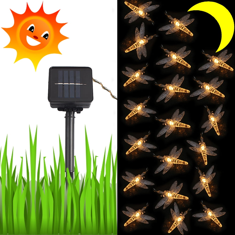 Solar Powered Waterproof LED Dragonfly String Lights - Walmart.com