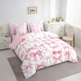 thumbnail image 3 of Feelyou Pink Bowknot Cherry Bedding Comforter Set 7pcs, Kawaii Princess King Bedding Sets, 3 of 8