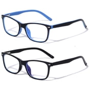 2 Pairs Kids Blue Light Blocking Glasses, Anti Eyestrain & UV Protection, Computer Gaming TV Phone Glasses for Boys Girls - Clear Lens Eye Glasses (Age 4-11) Rectangle