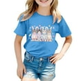 thumbnail image 3 of MIXUE Toddler Girls Tops & T-Shirts Easter Eggs Bunny Kids Round Neck Short Sleeve Summer Casual Pullover T Shirts Activewear,Blue,4-5 Years, 3 of 3
