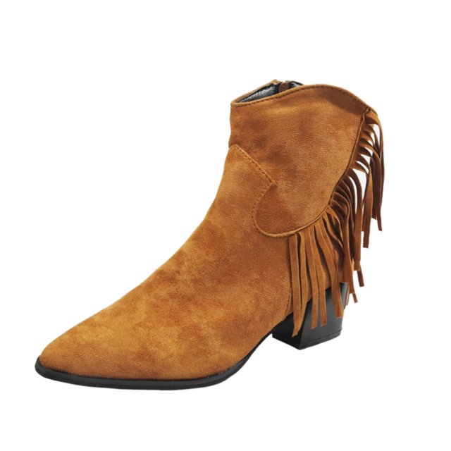 NECHOLOGY Botas Mujer Adulto Femenino Zapatos Botines para mujer Botas con borlas Retro de tacón y grueso con cremallera, zapatos transpirables para mujer, botas de para mujer (Brown, 7)