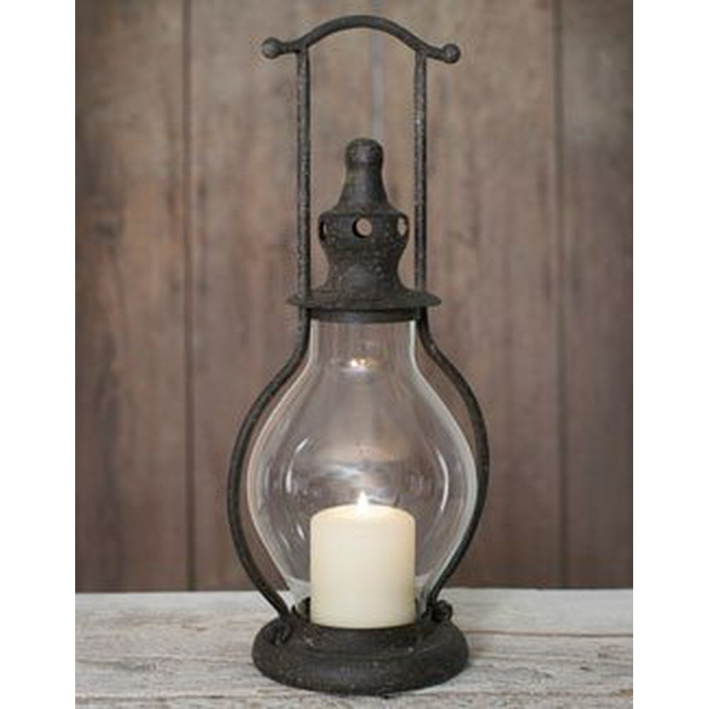 Primitive Mini Steeple Candle Lantern, 12 Inches Tall in Rustic Brown