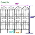 thumbnail image 2 of 4 Pack of Black Metal Garden Trellis, Garden Fence Rustproof Trellis for Climbing  Support Roses Flower Outdoor Lawn 86.7''H, 2 of 9
