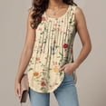 thumbnail image 2 of vigerkar Women's Summer Tank Tops Pleated Crew Neck Floral Solid Loose Fit Casual Sleeveless Flowy Boho Tunic Shirts (Light Yellow, L), 2 of 6