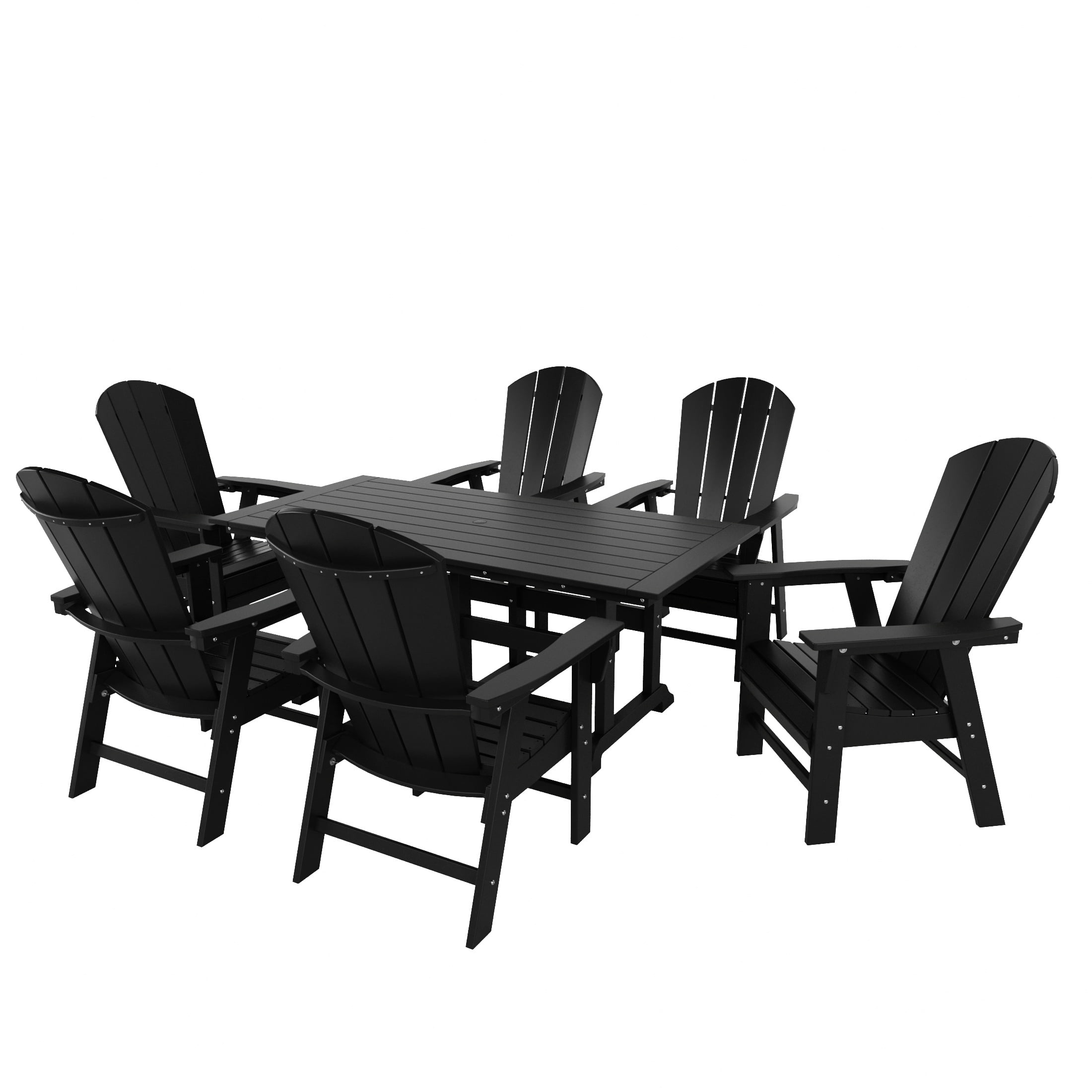 WestinTrends Malibu 7 Piece Adirondack Outdoor Dining Set, All Weather
