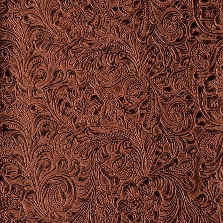 54'' Wide Faux Leather Fabric Tooled Floral Copper by The Yard (Fake Leather Upholstery )