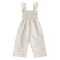 thumbnail image 4 of SERTGUTR Girls' Jumpsuit Romper Smocked Wide Leg Ruffle Strap Gingham Plaid Square Neck Casual Summer School Playground Everyday Wear, 4 of 9