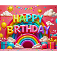 thumbnail image 4 of Colorful Happy Birthday Banner with Rainbow Sun Clouds Balloons and Gifts Backdrop Party Supplies Birthday Decoration Photography Props Birthday Party Decorations, 4 of 7