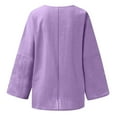 thumbnail image 5 of Clearance! Delayuji Women's Long Sleeve T-Shirts Linen Shirts for Women Plus Size 3/4 Length Sleeve Tops Casual Loose Fit Round Neck Tees 2025 Summer Fashion Blouse M Purple, 5 of 6
