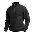 thumbnail image 2 of Men's Casual Outdoor High Neck Half Zip Pocket Pullover Long Sleeve Top, Waffle Knit Shirt for Fall, Hiking and Utility Wear,Black,L, 2 of 5