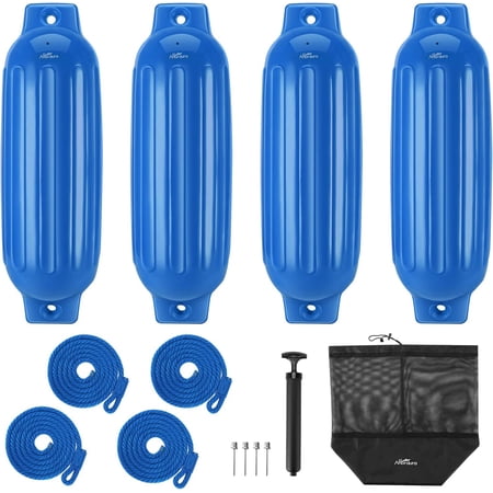 ZJQYDS Boat Fender 4 Pack Boat Bumpers Fenders with 4 Ropes, Boat Bumpers for Pontoon Boat Fenders Inflatable